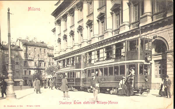 Milano. Stazione del tram elettrico Milano-Monza